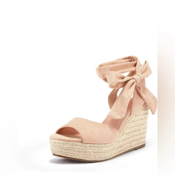 Seraih Womens Lace up Espadrilles Platform Wedges Heels Tie Ankle Shoe Size 8.5 - Picture 3 of 12